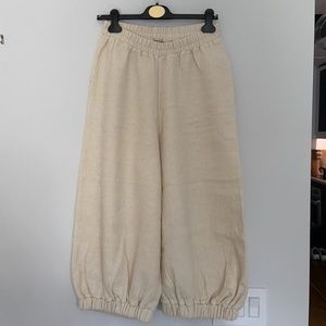 Black Crane Thick Beige Sweatpants